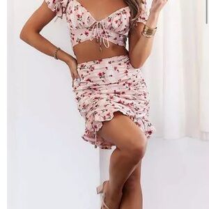 Hello Molly White Ruched Mini Pencil Skirt